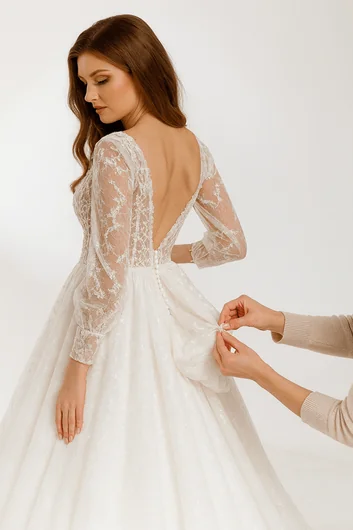 Professional wedding dress bustle - elegant train management for reception